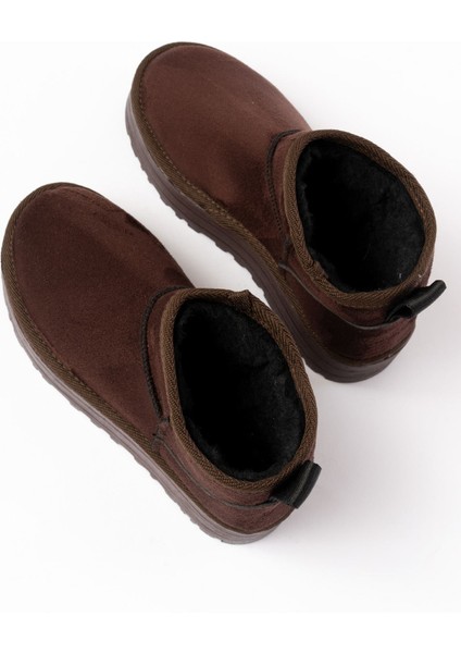 NDR-2850 Kahverengi Süet Içi Kürklü Kışlık Kapalı Burun Kadın Günlük Terlik indirimleri