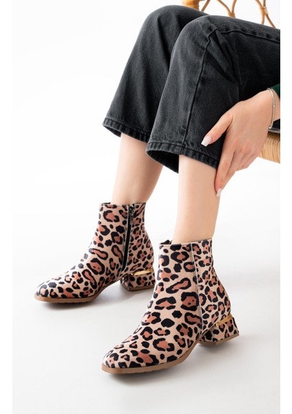 RM-500 Leopar Topuklu Fermuarlı Günlük Kadın Bot fiyatları