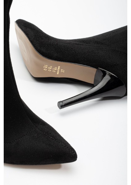 Siyah Süet Yüksek Ince Topuklu Fermuarlı Kadın Bot indirimleri