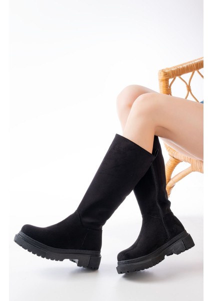 812-340 Siyah Süet Fermuarlı Günlük Kadın Çizme fiyatları