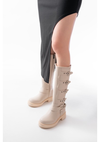 Bej Düz Topuklu Günlük Bayan Binici Çizme indirimleri