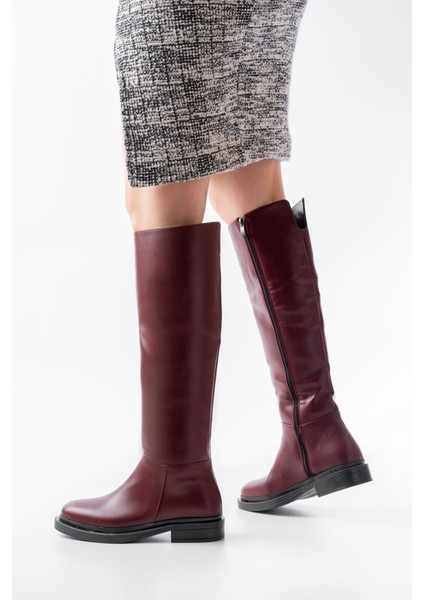 Bordo Fermuarlı Günlük Kadın Çizme fırsatları