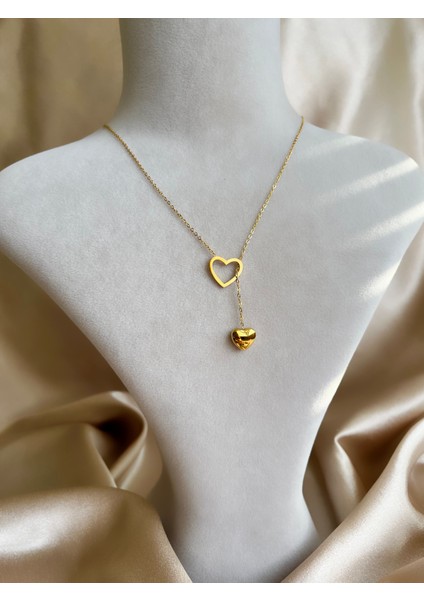 Birleşik Aşk Gold Çelik Kolye