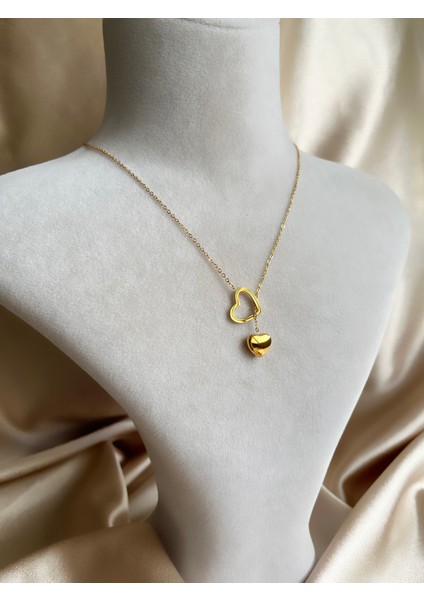 Birleşik Aşk Gold Çelik Kolye