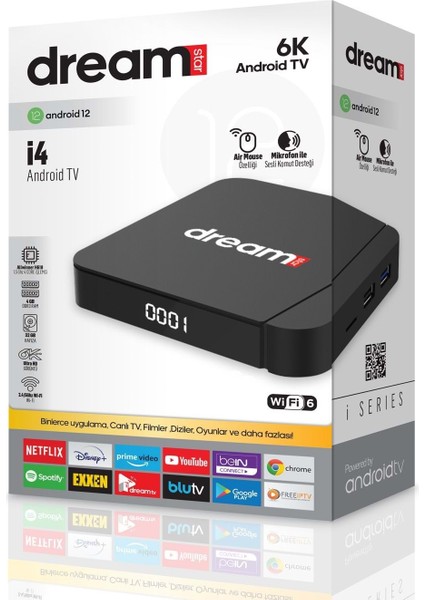 Dreamstar I4 Android 12 6k Allwinner H618 1,5 Ghz 4 GB Ddr3 32 GB Tv Box 114051