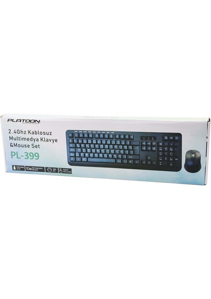 Platoon PL-399 Wireless (Kablosuz) Multimedia ( Klavye & Mouse ) Seti (Usb Nano Alıcı & 10MT Kablosuz) 411039