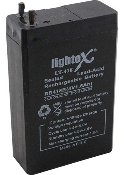 Lıghtex LT-418 4 Volt - 1.8 Amper Akü (48 x 21 x 75 Mm) 663052