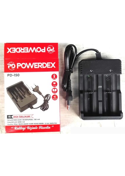 Powerdex PD-150 18650 3.7 V Pil Şarj Cihazı 2 Li 661167