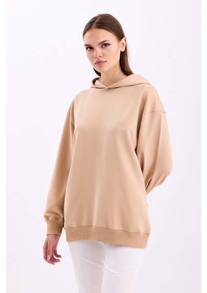 Pamuklu Kapüşonlu 2 Iplik Baharlık Oversize Sweatshirt