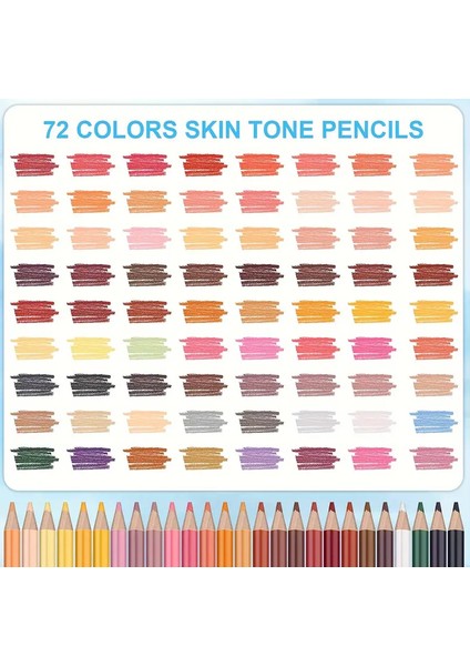 Profesyonel Kuru Boya Seti 72 Renk Skin Tones Ten Renkleri