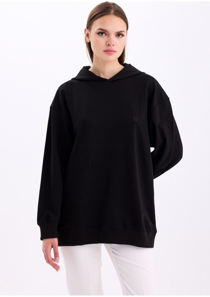 Pamuklu Kapüşonlu 2 Iplik Baharlık Oversize Sweatshirt