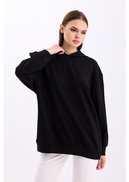 Pamuklu Kapüşonlu 2 Iplik Baharlık Oversize Sweatshirt