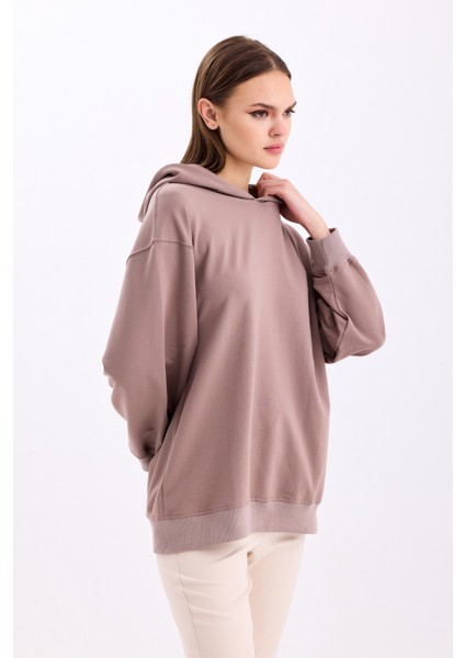 Pamuklu Kapüşonlu 2 Iplik Baharlık Oversize Sweatshirt