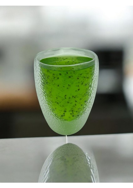Çift Cidarlı Buzlu Kahve - Latte - Çay Bardağı Seti - Cam Kupa Seti 300 Ml x 4 Adet 2221