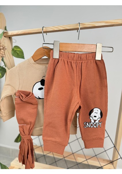Snopy Baskılı Şapkalı 3'lü Takım Set fiyatları