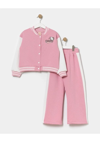Hello Kitty Desenli Kolej Ceketli Kışlık Eşofman Takımı Kız Çocuk
