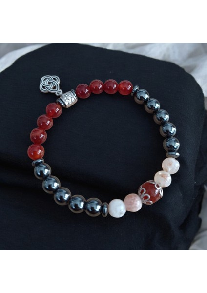 Bereket Bolluk Zenginlik Bilekliği Sitrin Taşı Akik Taşı Hematit Taşı Bileklilk Doğal Taş Bileklik