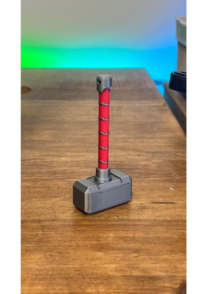 Thor Mjolnir Mıknatıslı Mini Çekiç-Kırmızı - Dolap Süs Dekorasyonu Hediyelik