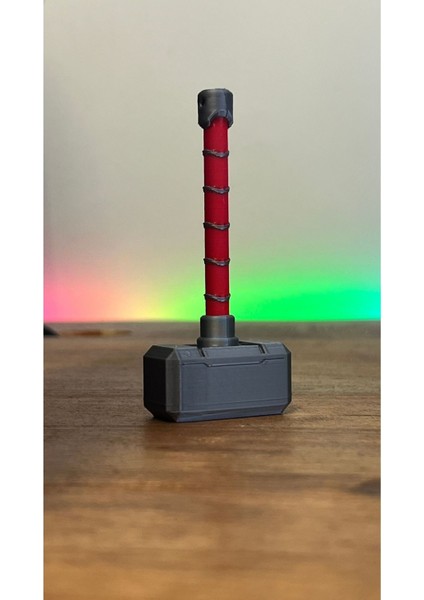 Thor Mjolnir Mıknatıslı Mini Çekiç-Kırmızı - Dolap Süs Dekorasyonu Hediyelik