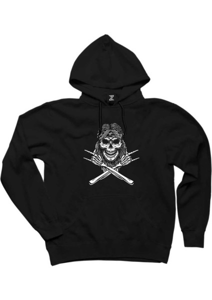 Kovboy Rock N Roll Skull Siyah Kapşonlu Sweatshirt Hoodie
