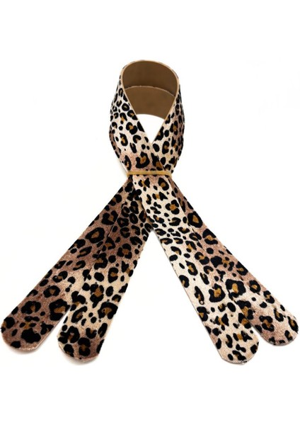 60 X 3 Cm Suni Deri Leopar Renk Çift Çanta Sapı