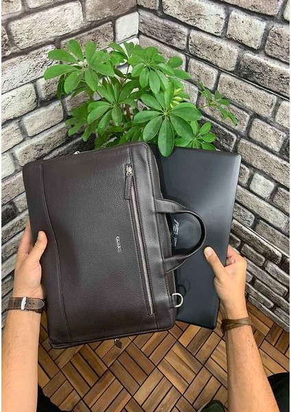 Kahverengi Deri Notebook Laptop ve Evrak Çantası - GRD2412WT685