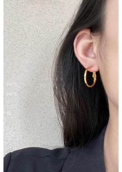 Kadın 316 L Çelik 3 cm Halka Küpe