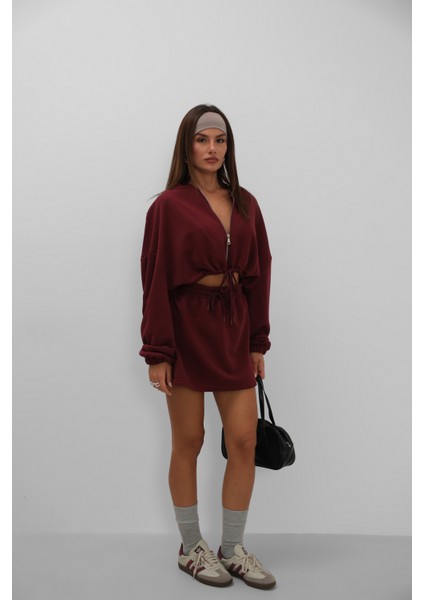 Beli Lastikli Mini Bordo Etek