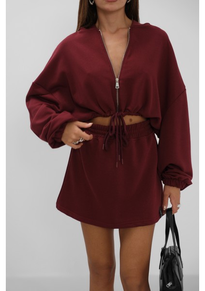 Beli Lastikli Mini Bordo Etek indirimleri