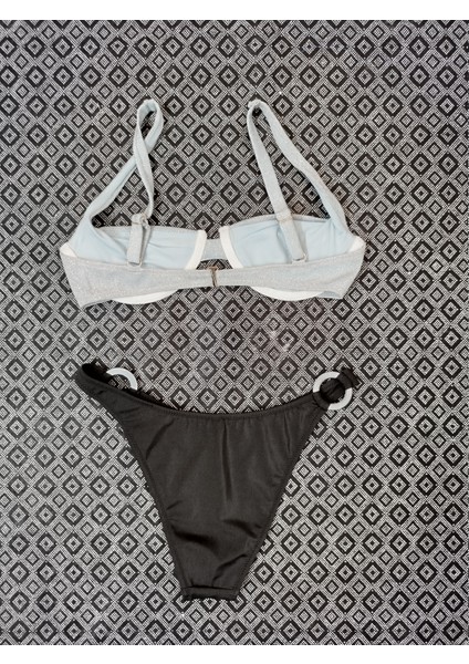 Kadın Simli Yeşil Üst Arkadan Popçalı, Siyah Alt Yandan Halkalı fiyatları