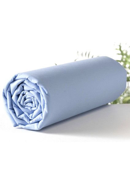 Yüzde Yüz Pamuklu Açık Mavi 100 x 200+50 x 70 Yüksek Kenarlı Tek Kişilik Lastikli Çarşaf Seti