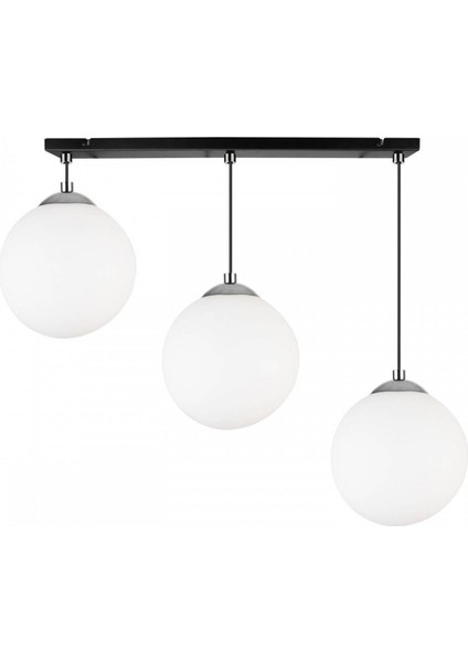 3 Başlı Kartopu Modern Salon Avize Gercek Cam Metal Gövde