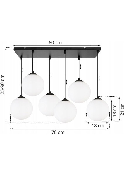 6 Başlı Camlı Salon Avize