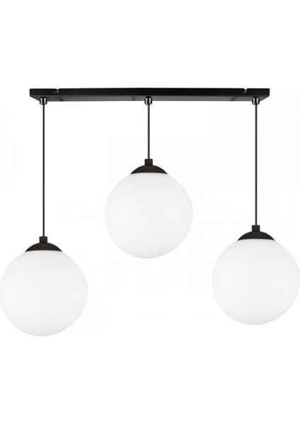 3 Başlı Kartopu Modern Salon Avize Gercek Cam Metal Gövde
