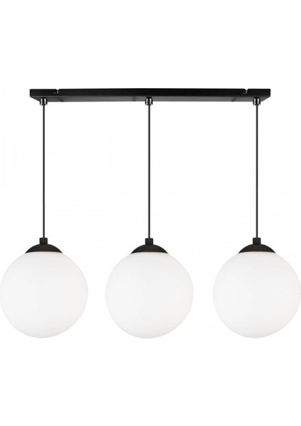3 Başlı Kartopu Modern Salon Avize Gercek Cam Metal Gövde