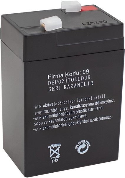 AX-604 Akü 6 Volt - 4 Amper Işıldak Aküsü (70 x 48 x 101MM)