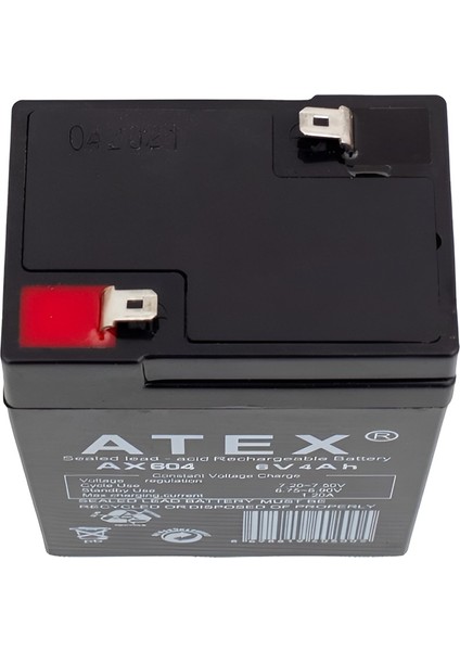 AX-604 Akü 6 Volt - 4 Amper Işıldak Aküsü (70 x 48 x 101MM)