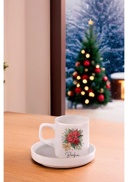 Kişiye Özel Yılbaşı Çiçeği Isimli Türk Kahvesi Fincanı