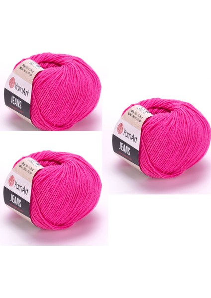 Jeans 42 Fuşya Amigurumi Örgü Ipi Hırka Örgü Ipi Bebek Ipi Punch Ipi 3'lü Paket