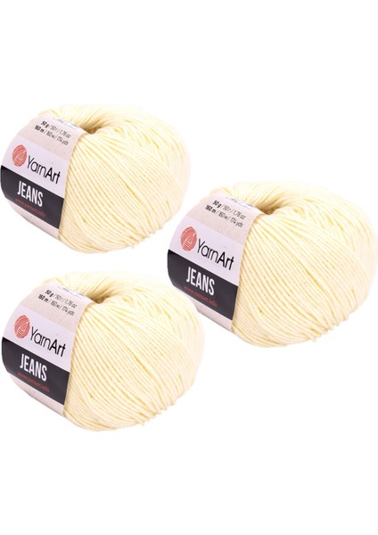 Jeans Amigurumi Örgü Ipi 86 Açık Sarı Renk Hırka Örgü Ipi Bebek Ipi Punch Ipi 3'lü Paket