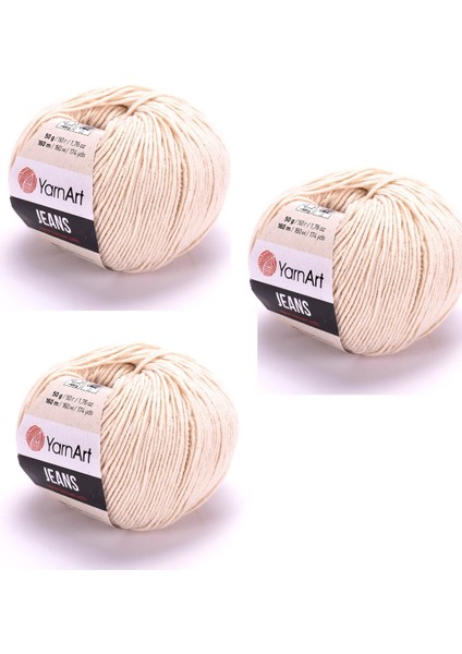 Jeans 05 KREM3LÜ Amigurumi Örgü Ipi Hırka Örgü Ipi Bebek Ipi Punch Ipi 3'lü Paket