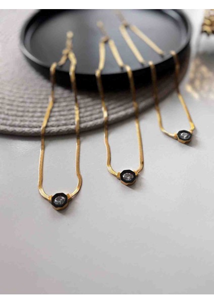 Çelik Siyah Mineli İtalyan Zincir Serenay Kolye fiyatları