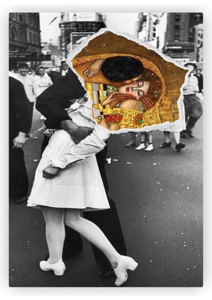 V-J Day In Times Square Kiss Gustav Klimt Ahşap Poster 20 x 29 cm