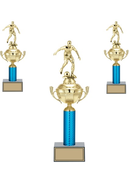Kişiye Özel Futbol Figürlü Kupa Takımı-Ödül Kupası-Turnuva Kupası-Kupa Seti 3'lü Takım