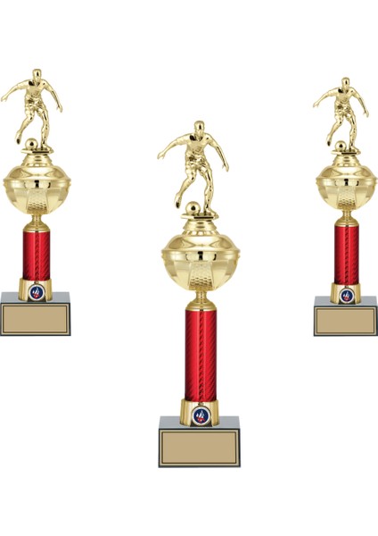Kişiye Özel Futbol Figürlü Kupa Takımı-Ödül Kupası-Turnuva Kupası-Kupa Seti 3'lü Takım