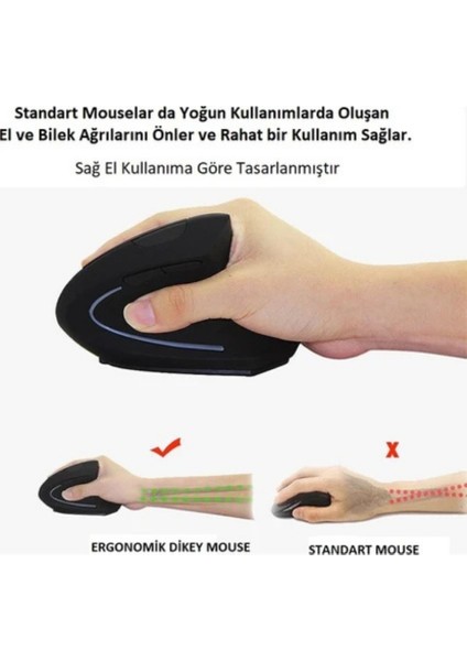 Kablosuz Jsy-1 1600DPI Ergonomik Dikey Mouse