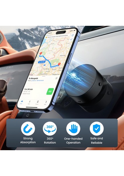 Yeni Nesil Akıllı Taşınabilir Magsafe Mıknatıslı Otomatik Vakumlu Telefon Tutucu Araç Içi Ev Ofis