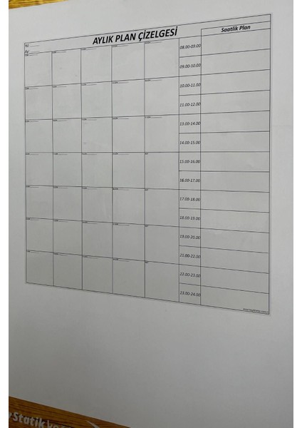 Aylık Planlayıcı Manyetik Duvar Stickerı Takvim Plan Çizelgesi (K0)