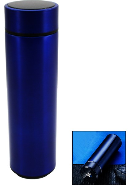 Lacivert LED Dereceli Çelik Termos 500ML (K0)