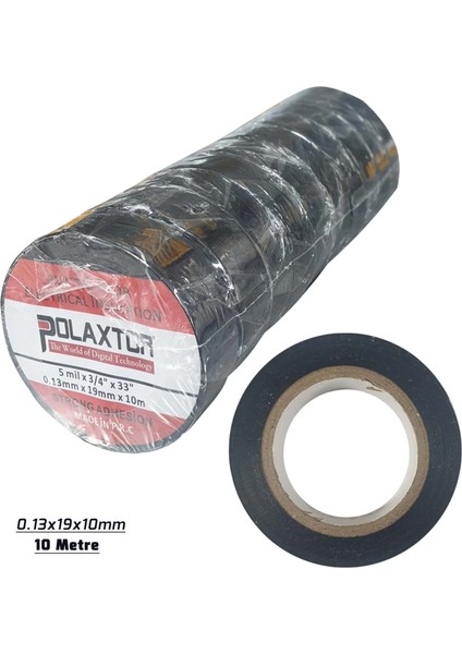 İzole Bant Siyah 10MT 0.13X19X10MM Pvc 10 Adet PK-6588